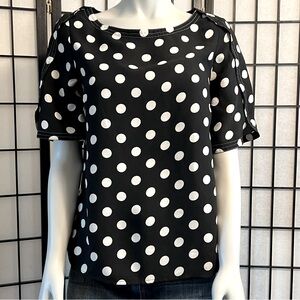 Vince Camuto Black White Polka Dot Top